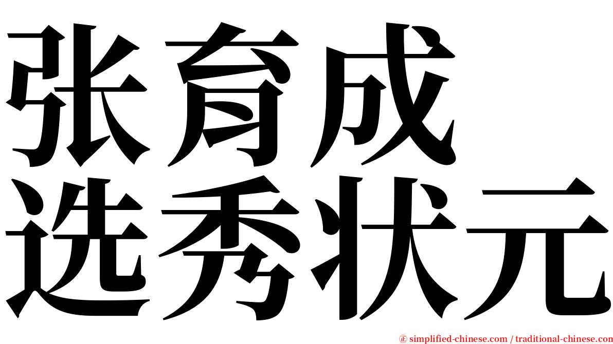 张育成　选秀状元 serif font